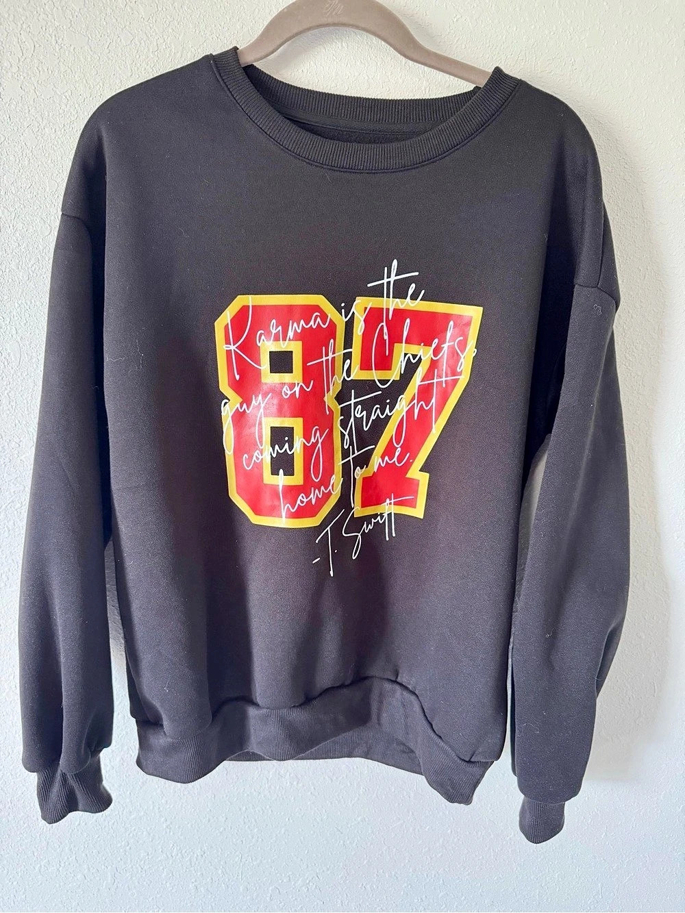 Karma is the Guy on the Chiefs Sweatshirt Graphic Black & Red Small